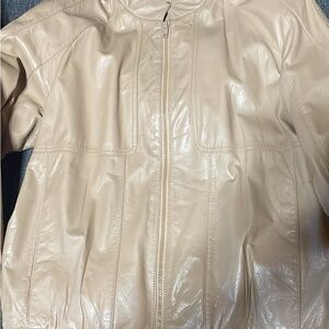 Chic Beige Leather Jacket for Women